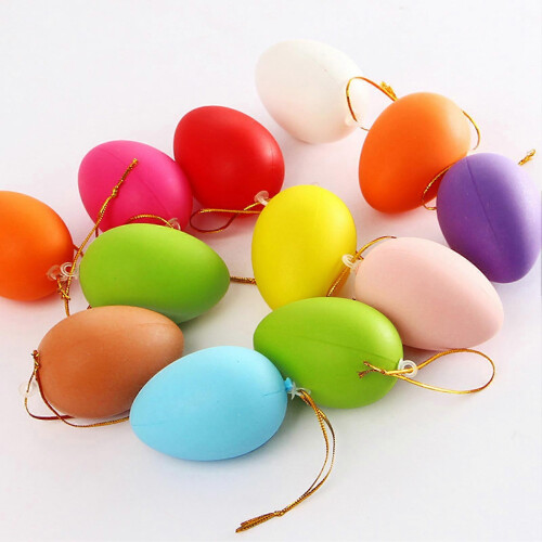 (Multicolor, 12pcs) 12/24Pcs Colorful Easter Eggs DIY Craft Toys for Kids, Easter Tree Decorations 2