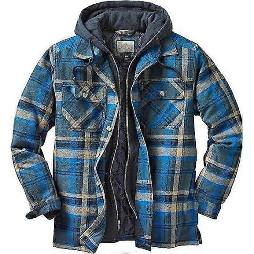 (2XL,Blue)Men's Maplewood Hooded Shirt Jacket
