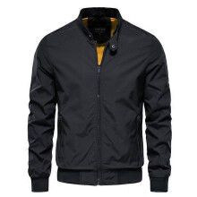 (2XL,black)Men's Jackets-Windproof Bomber Jacket Zip Outwear
