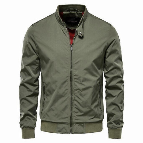 (S,dark green)Men's Jackets-Windproof Bomber Jacket Zip Outwear