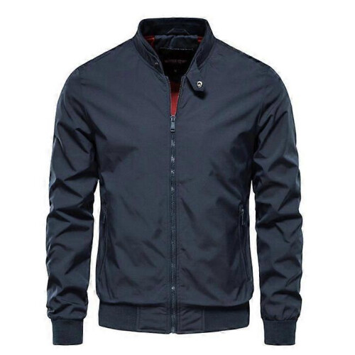 (2XL,navy blue)Men's Jackets-Windproof Bomber Jacket Zip Outwear