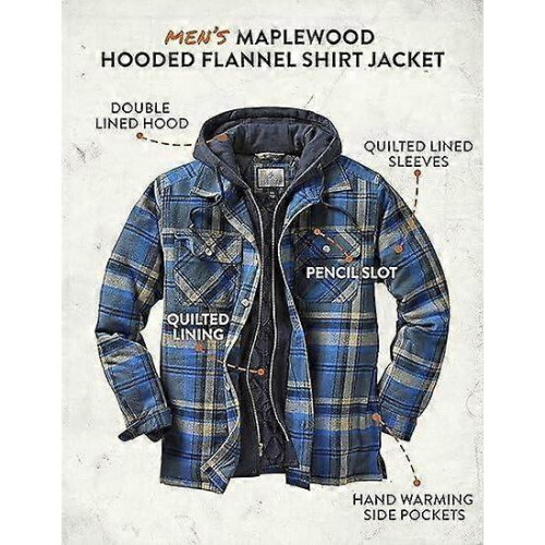 (S,Blue)Men's Maplewood Hooded Shirt Jacket 2