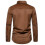 (M,Coffee)Men's Lapel Corduroy Casual Long Sleeve Shirt 3