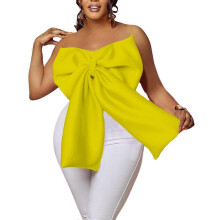 (S,Yellow)Women's Sexy Summer Solid Candy Color Tube Top Crop Tops