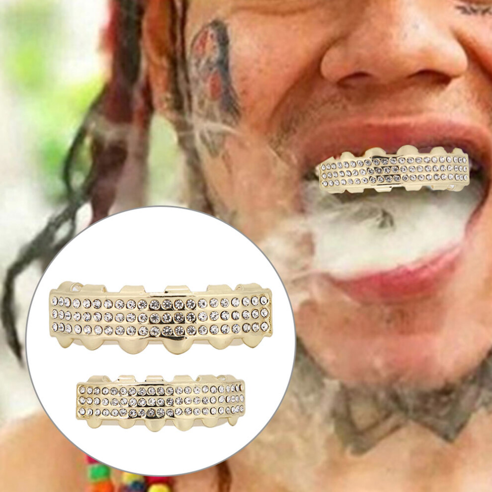 Bling Teeth Accessory for Halloween & Hip Hop, Brass Gold/Silver