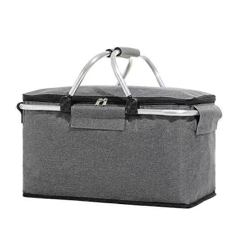 (Grey) Foldable Picnic Basket Insulated Picnic Basket