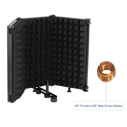 Portable 3-Panel Microphone Isolation Shield Foam Reflection Filter for Recording 1