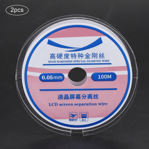 2Pcs Metal Wire for LCD Screen Cutting, 0.05mm, 100m Length