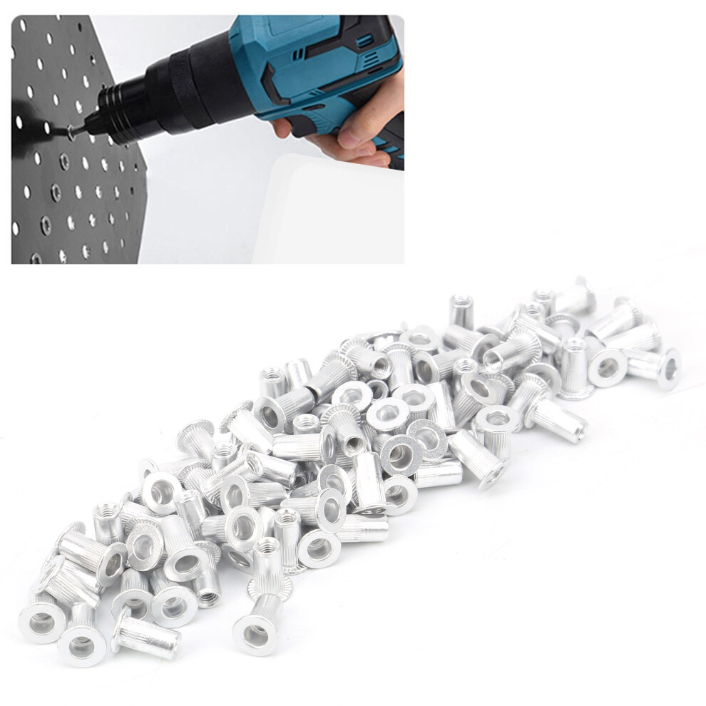 100Pcs Pull Rivet Nuts Aluminium Flat Head Kit