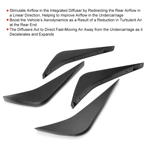 Rear Bumper Spoiler Panel for Corvette C7 14-19 ABS Car Diffuser Fin Black 2