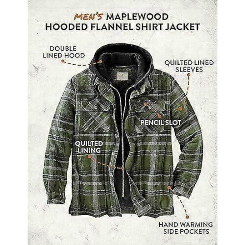 (M,Green)Men's Maplewood Hooded Shirt Jacket 2