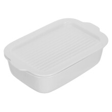 White Ceramic Casserole Dish with Lid for Oven Baking and Serving