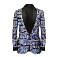 (M)The Blue fringed sequin design men's tuxedo jacket for dinner parties and other events