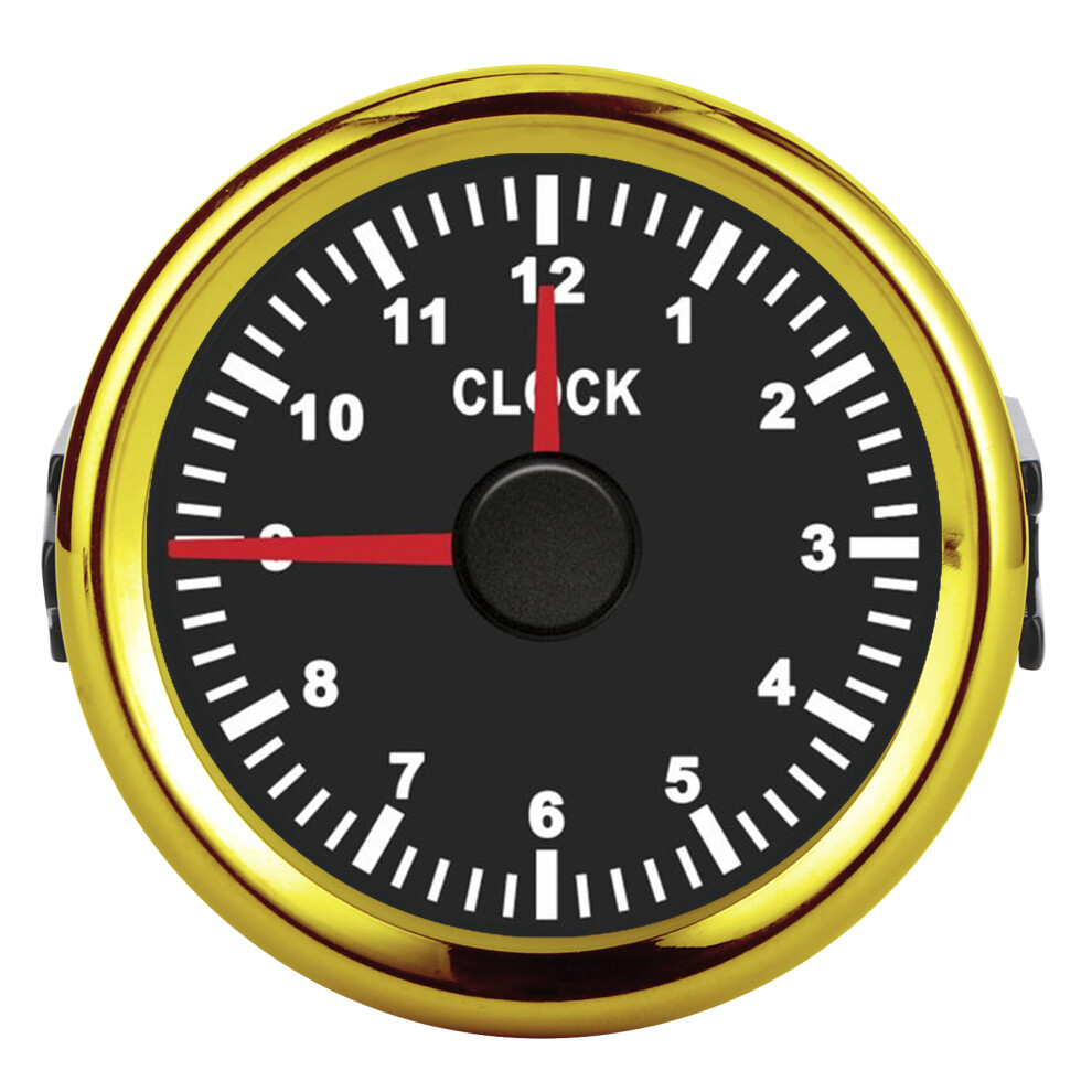2In Universal 0Â12 Hour Clock Gauge For Car Boat Yacht Motorcycle Backlight Red 3111392140766