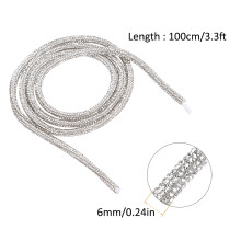 6mm 1m Rhinestone Tube Rope Chain for DIY Jewelry & Clothing Decor