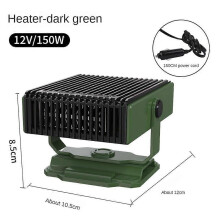 (Dark green) 150W 180  Rotating Electric Car Heater Universal Defroster Heating Fan Demister Windscreen