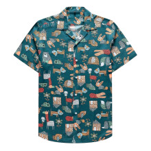 (XXL,green)Men's casual shirts Loose floral shirts