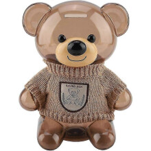 Piggy Bank, Portable Children Coin Piggy Bank Money Box Cartoon Clothes Bear Plastic Transparent