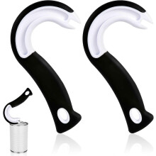 Lot de 2 ouvre-boîtes à languette facile, outil d'ouverture de bocaux en forme de J avec tirette à languette.