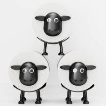 3pcs Sheep Toilet Roll Holder - Funny Toilet Paper Holder Free Standing Bathroom Set - 3D Printed Black Sheep Loo Roll Holder