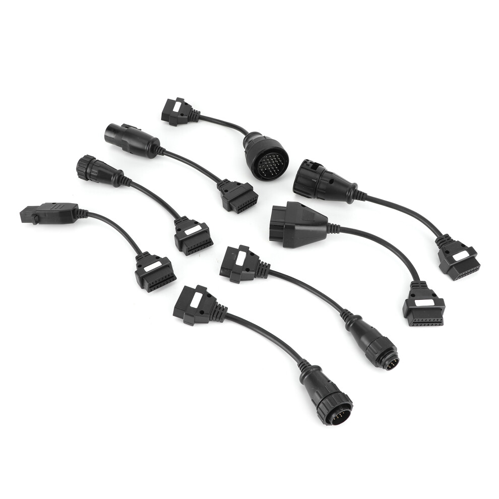 8Pcs Truck Obd2 Connector Extension Cables For Diagnostic Tool Black 9411392142499