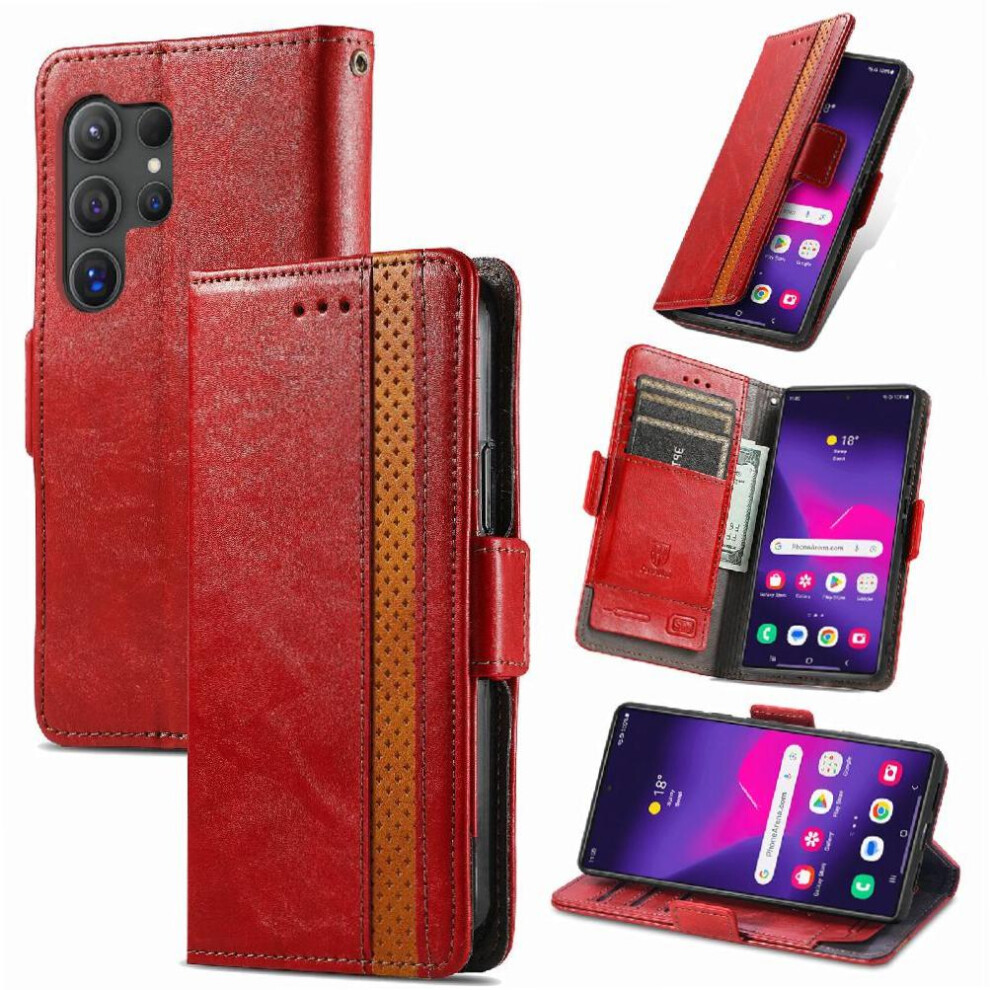 () Case For Samsung Galaxy S26 Ultra Multi-Color Multi-Card Slot Business Splicing Wallet 764563227358