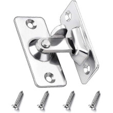 90 Degree Angled Door Latch Safety Lock Sliding Door Hasp Stainless Steel with Screws for Home Bedrooms Garden Bathrooms - Silver - DD