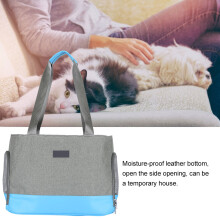 Universal Pet Shoulder Bag Blue for Dog Cat Rabbit, Soft PU Leather