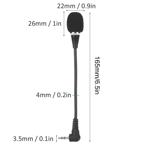 EQ100 Mini Condenser Microphone Black Omnidirectional Flexible Head