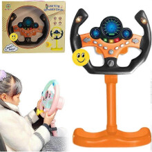 (Orange) Steering Wheel Driving Toy, Simulated Steering Wheel for Kids