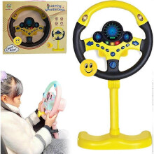 (Yellow) Steering Wheel Driving Toy, Simulated Steering Wheel for Kids
