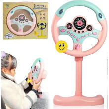 (Pink) Steering Wheel Driving Toy, Simulated Steering Wheel for Kids
