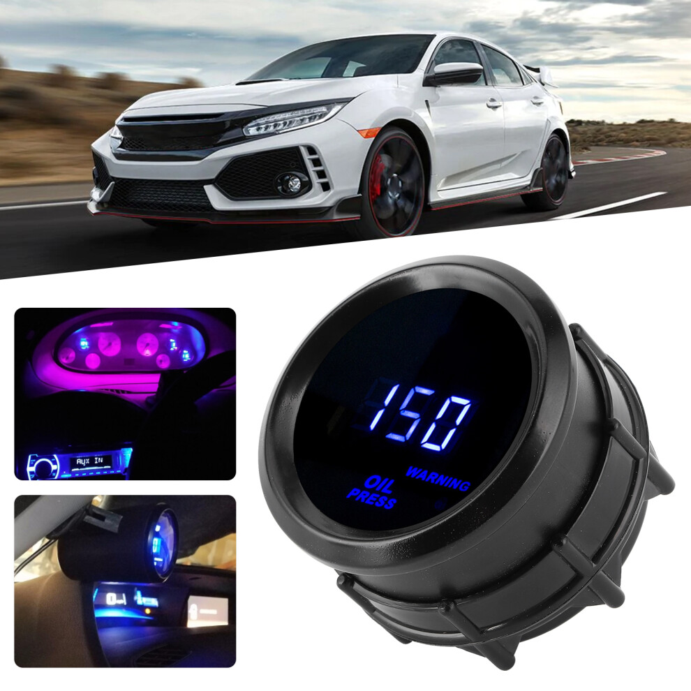 Digital Led 0-150Psi Oil Pressure Gauge 2In Automotive Sensor Blue 6921392144193