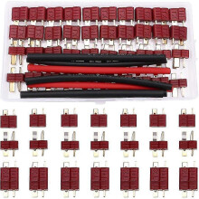 20 Pairs Non-Slip T Male Female Plug Connectors Adapter, with 1m Heat Shrinkable Tube, T-Plug Connectors - DD