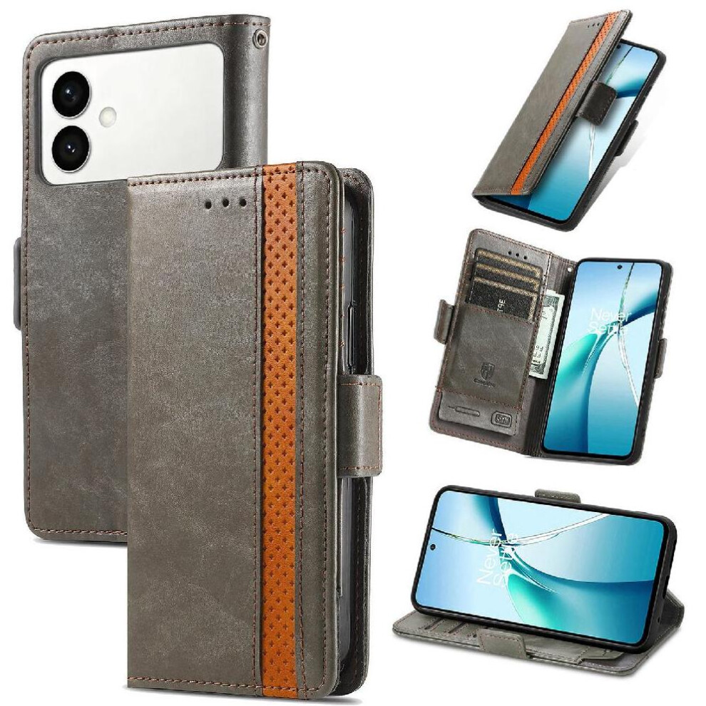 (Gray) Case For Samsung Galaxy S26 Edge Business Wallet Multi-Color Splicing Multi-Card Slot Gray 764563227396