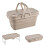 (Beige) Folding Picnic Basket Multi-functional Storage Box 1