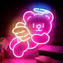 Cute Bear Neon Sign, Neon Animals Game Room Man Cave Decor