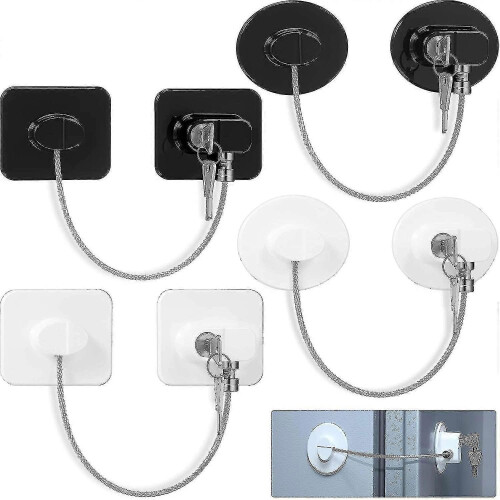 4 Pieces Fridge Lock Refrigerator Lock with 8 Key, Freezer Lock Child
