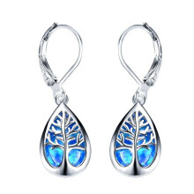 Pendientes con cierre de palanca en plata de ley, pendientes colgantes del Árbol de la Vida con detalle de corazón, diseño hipoalergénico a
