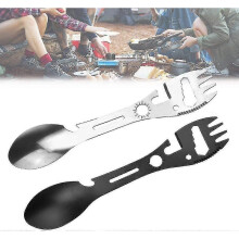 Pieces Camping Cutlery, Stainless Steel Spoon Fork Camping Combination 6 In 1 Portable Multifunction