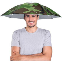 (Green) Umbrella Hat, 2 Pack Colorful Party Hats Hands Free Umbrella
