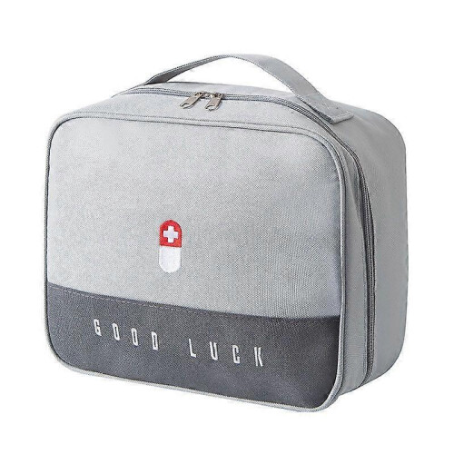 (L,grey)Domestic medicine box storage medicine box first aid box portable capacity