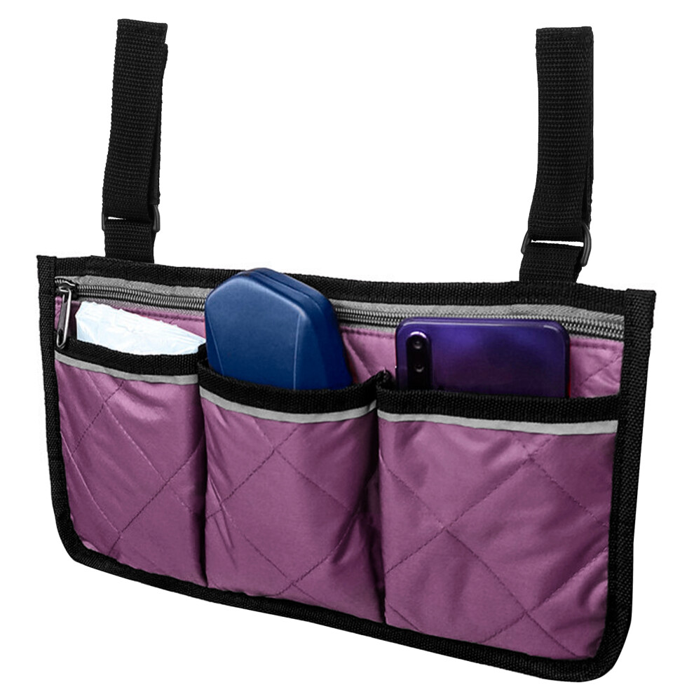 Purple Multifunctional Wheelchair Side Bag 32X17.5cm Organizer Pouch