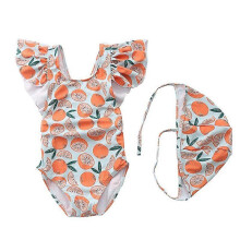 (XL,12)Girl baby swimsuit Printed swimsuit girl one-piece cute swimsuit