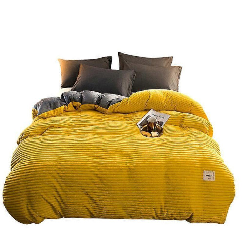 (150*200cm,pink)Coral Velvet Duvet Covers Thicken Bedding Set