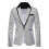 (L,silver)Men's Sequin Suit Jackets Party Blazers Dress 1