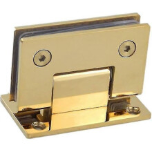 (Gold) Heavy Duty 90 Degree Glass Door Cupboard Showcase Cabinet Clamp Glass Shower Doors Hinge - q36