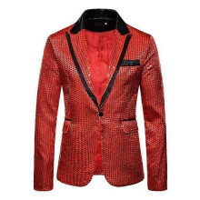 (XXL,red)Men's Sequin Suit Jackets Party Blazers Dress