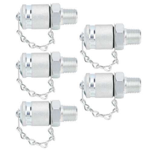 5Pcs Hydraulic Testing Adapters, PT/PPT, 1/4in, Galvanized Carbon Steel 1