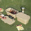 (Beige) Folding Picnic Basket Multi-functional Storage Box 2